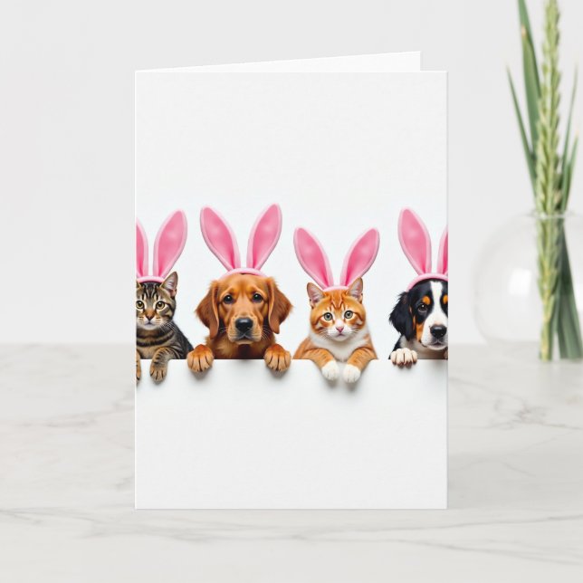 Cute Pets Peeking Friend Card (Front)