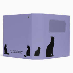 Cute Pets Silhouettes Design - Cats 1 + text 3 Ring Binder