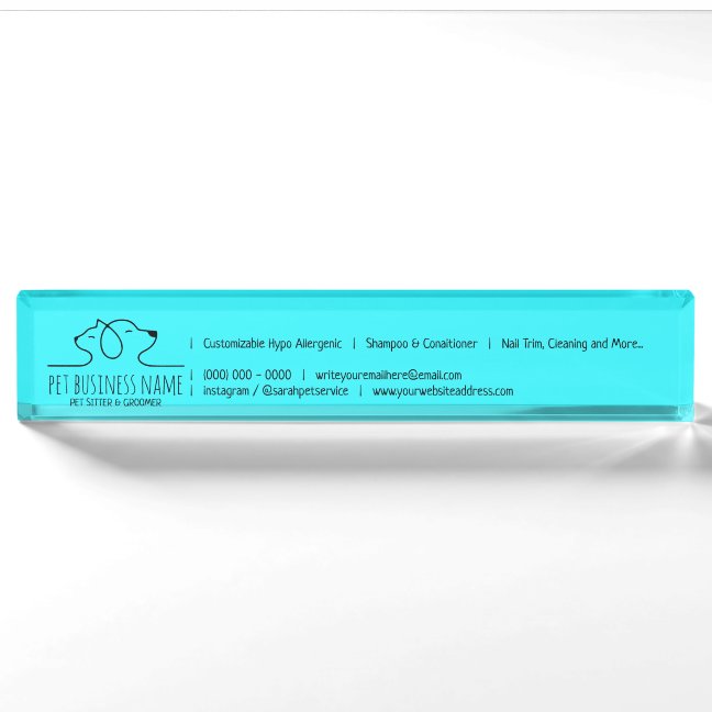 Cute Petsitter dog and cat logo veterinary Desk Name Plate