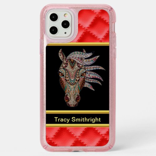 Cute pfergekopf metallized horse head gold foil speck iPhone 11 pro max case