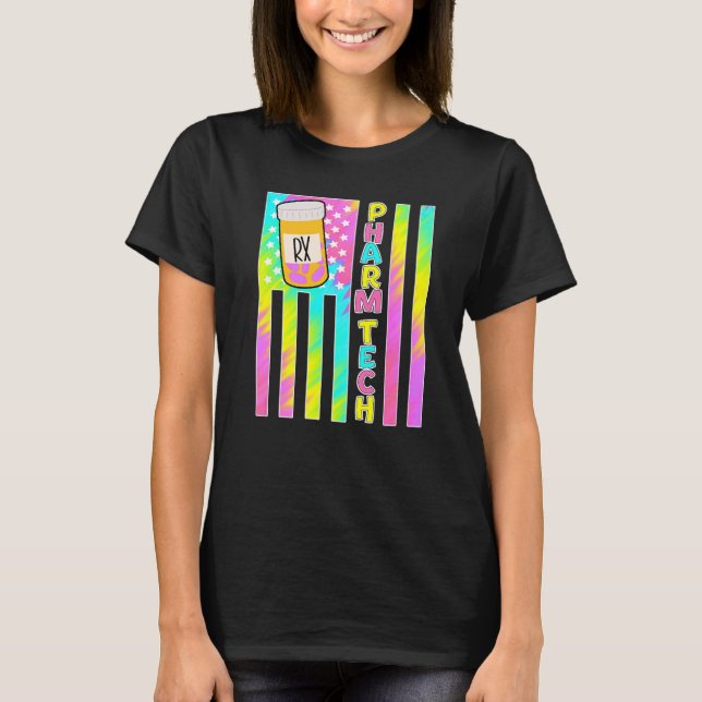 cute pharm tech pharmacy technician American flag  T-Shirt (Front)