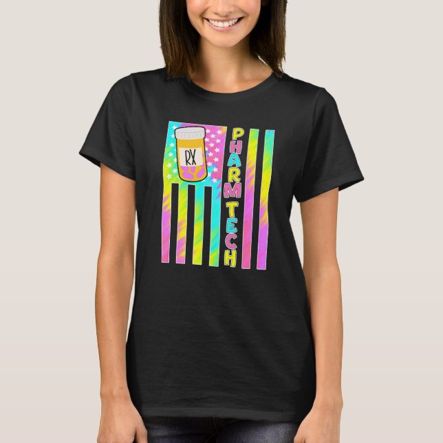 cute pharm tech pharmacy technician American flag  T-Shirt (Front)
