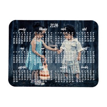 Cute Photo 2024 Magnetic Calendar 3x4 Magnet by online_store at Zazzle