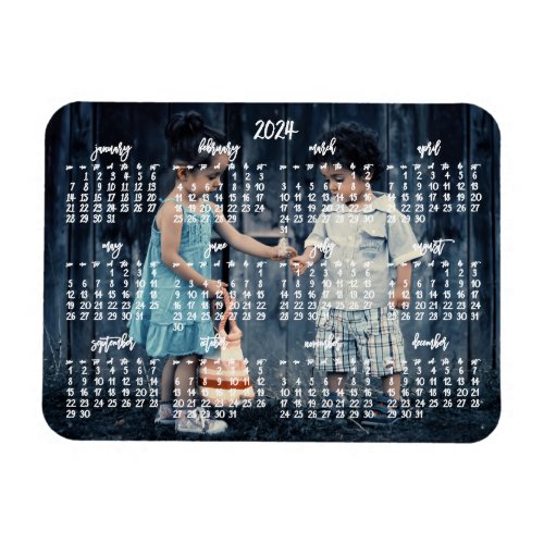 Cute Photo 2024 Magnetic Calendar 3x4 Magnet