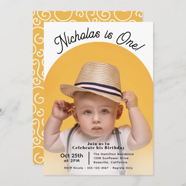Cute Photo Arch Children's Birthday Party Invitation (Front/Back)