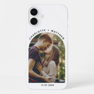 Cute Photo Arch Minimalist Typography Personalized iPhone 16 Plus Case