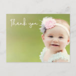Cute Photo Baby Girl 1st Birthday Thank you  Postcard