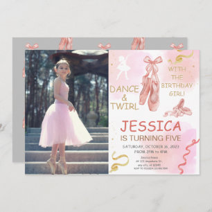 Cute photo Ballerina shoes for Girl Invitation
