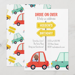 Cute Photo Cars Party Invitations