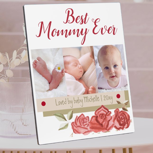 Cute Photo Collage Best Mom Ever First Mothers Day Plaque (Creator Uploaded)