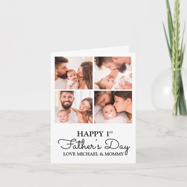 Cute Photo Collage Dad Happy First Fathers Day Card (Front)