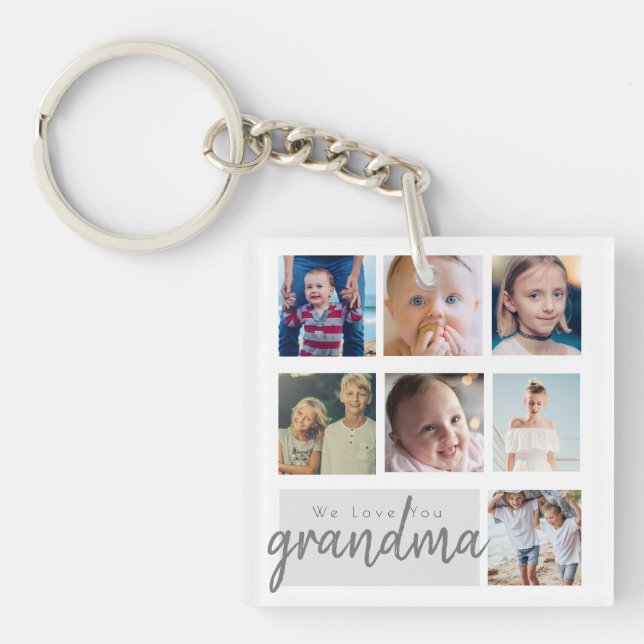 Cute photo collage grandma gift mothersday keychain (Front)