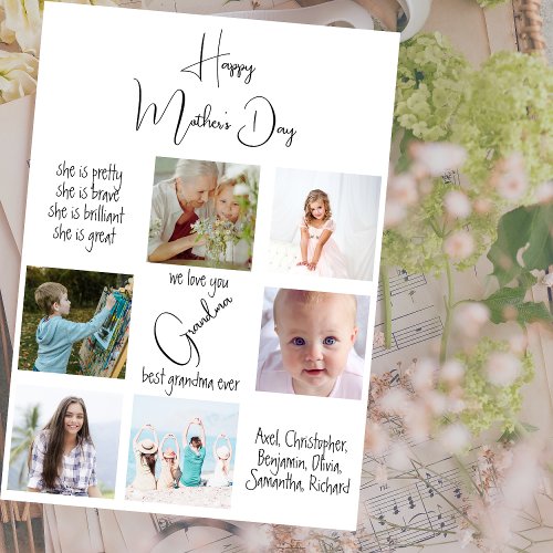Cute Photo Collage We Love You Grandma Mothers Day Holiday Card