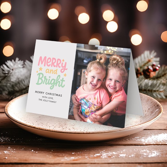 Cute Photo Colorful Modern Christmas Holiday Card (Creator Uploaded)