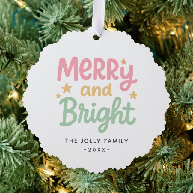 Cute Photo Colorful Modern Christmas Ornament Card (Insitu (Tree))