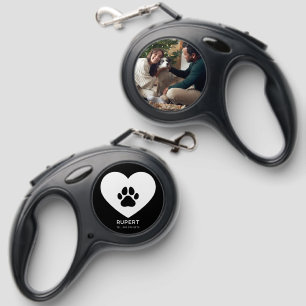 Cute Photo Dogs Name and Paw Custom Retractable Pet Leash