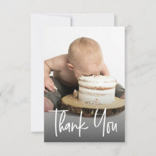 Cute photo handlettering 1st birthday Custom note Thank You Card