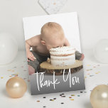 Cute photo handlettering 1st birthday Custom note Thank You Card<br><div class="desc">Celebrate your little one’s milestone with this custom cute first birthday thank you note card featuring your child’s photo and charming handlettered script typography. Personalize with your baby’s name, photo, and message to send heartfelt thanks to family and friends. The sweet and modern design is perfect for boys or girls,...</div>