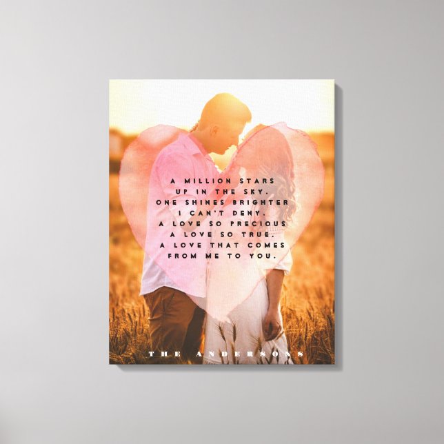 Cute photo heart overlay and short poem  canvas print (Front)