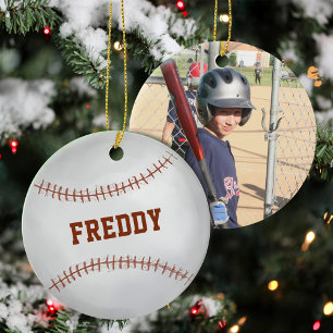 Cute Photo Keepsake Baseball Personalized Ceramic Ornament