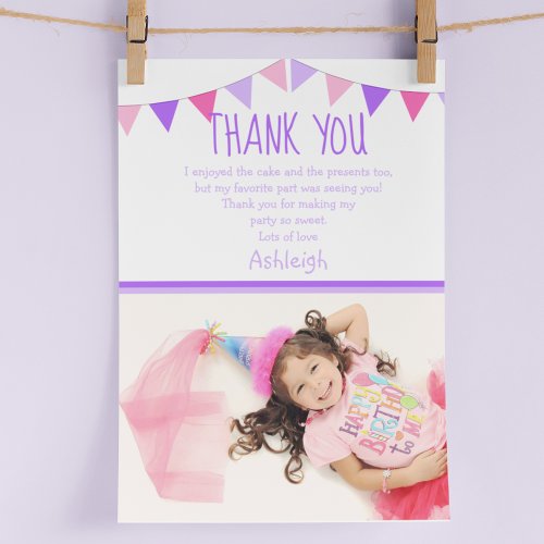 Cute Photo kids Flat Thank You Card