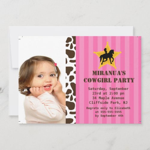 Cute Photo Little Cowgirl Birthday Party Personalized Invitations