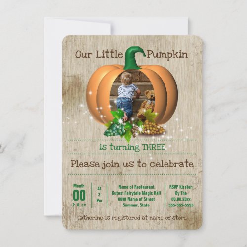 Cute photo magical pumpkin babies country party invitation