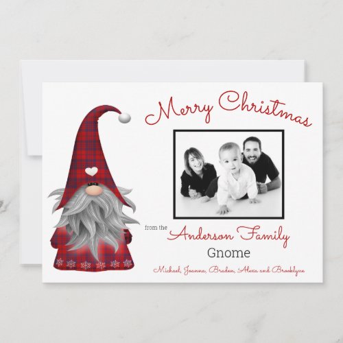 Cute Photo Merry Christmas Elf Personalized Gnome Holiday Card