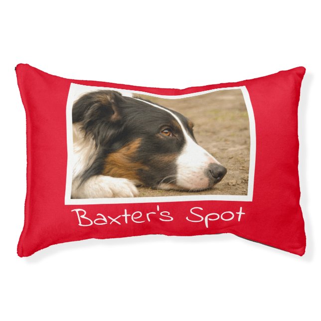 Cute Photo Name Red Pet Bed (Front)