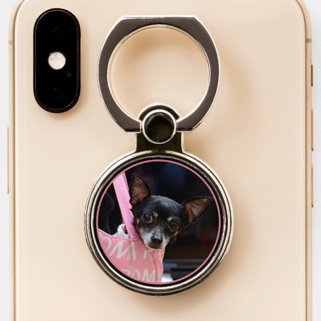 Cute Photo of Chihuahua in a Tote Bag Phone Ring Stand (Close Up)