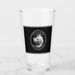 Cute Photo of Dad Hugging Sweet White Dog Black Glass