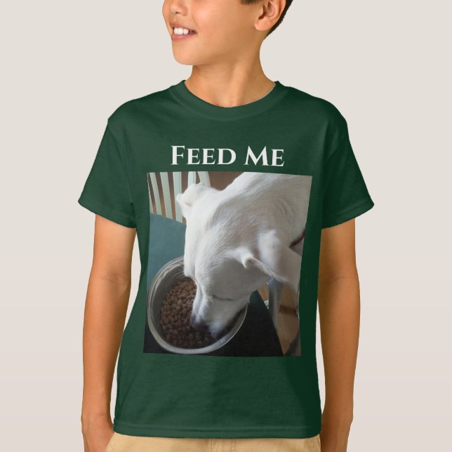 Cute Photo of Hungry Dog Who Can't Wait to Eat  T-Shirt (Front)