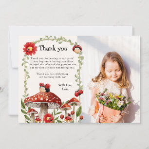 Cute Photo Our Little Ladybug Girl Birthday Thank You Card