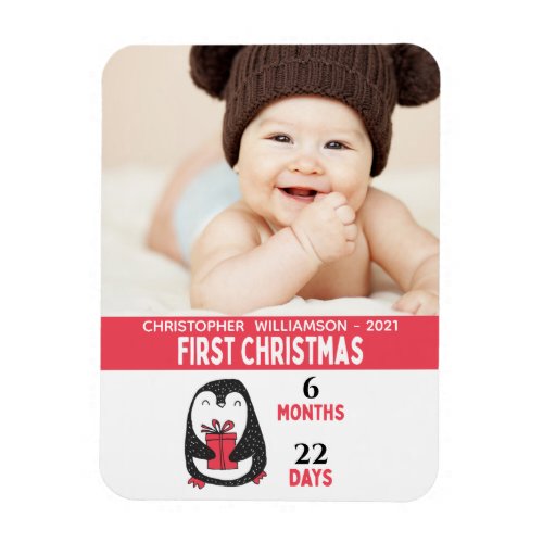 Cute Photo Penguin Babys First Christmas Magnet