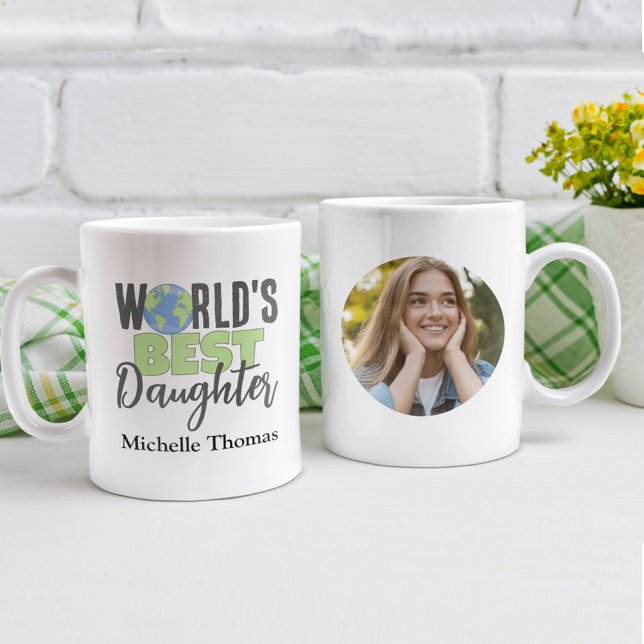 Cute Photo Photo World's Best Daughter Custom  Coffee Mug (World's Best Daughter Photo Mug. )