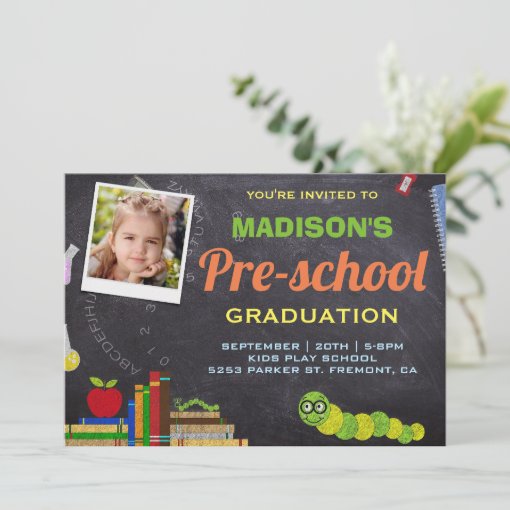 Cute Photo Preschool Graduation Invitation 