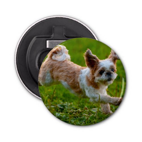 Cute Photo Running Shih Tzu Dog Bottle Opener