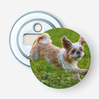 Cute Photo Running Shih Tzu Dog Bottle Opener