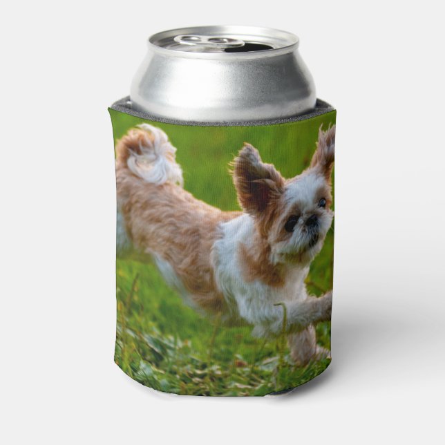 Cute Photo Running Shih Tzu Dog Can Cooler (Can Back)
