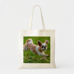 Cute Photo Running Shih Tzu Dog Tote Bag