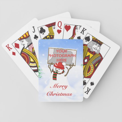 Cute photo snowman Christmas playing cards