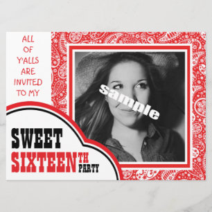Cute Photo Sweet SIXTEEN Girl's Birthday Party Invitation
