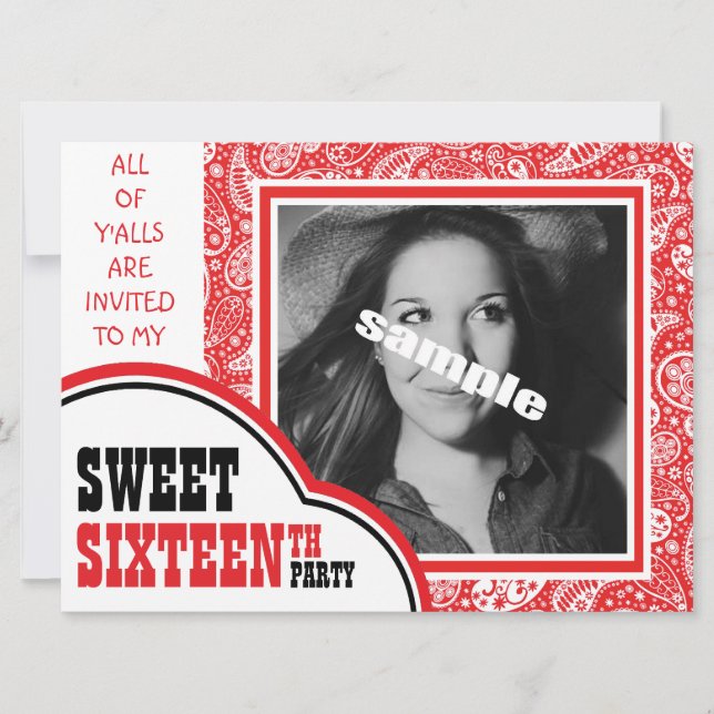 Cute Photo Sweet SIXTEEN Girl's Birthday Party Invitation (Front)