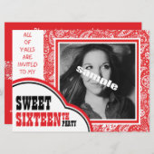 Cute Photo Sweet SIXTEEN Girl's Birthday Party Invitation (Front/Back)