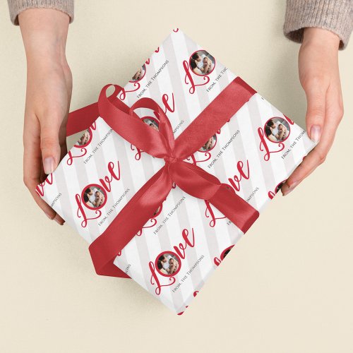 Cute Photo Typography Love Colorful Whimsical Red  Wrapping Paper Sheets