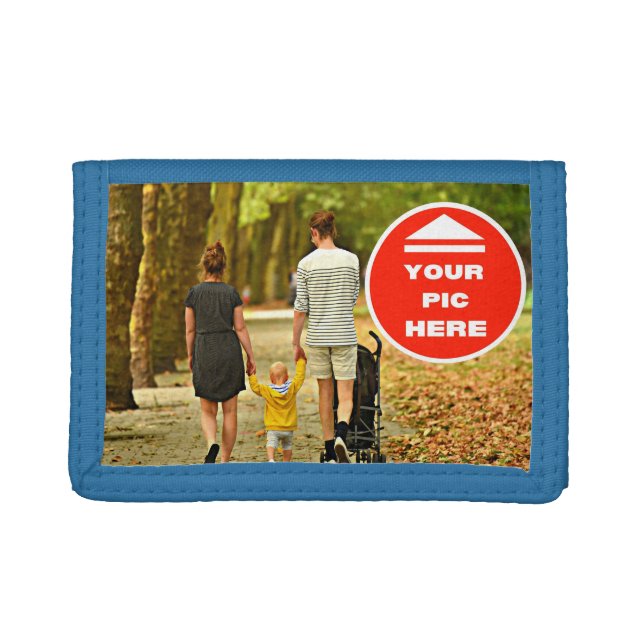 Cute! Photo Wallet - Personalized - Trifold Blue (Front)