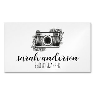 Cute Photographer Vintage Camera Business Card Magnet