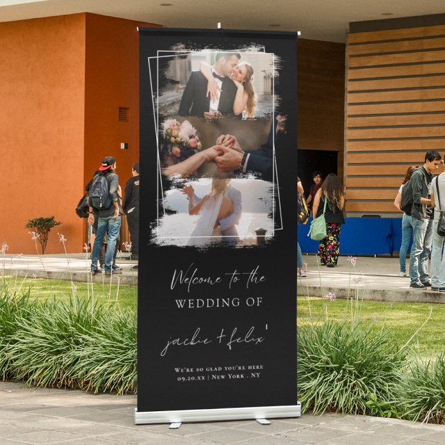 Cute Photos and Elegant Brushstroke Wedding Retractable Banner (Creator Uploaded)