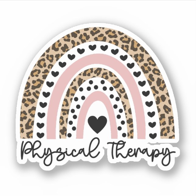 Cute Physical Therapy Rainbow, Physical Therapist Sticker (Front)