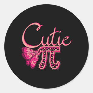 Cute Pi Butterfly Math Holiday Mathematics Funny P Classic Round Sticker